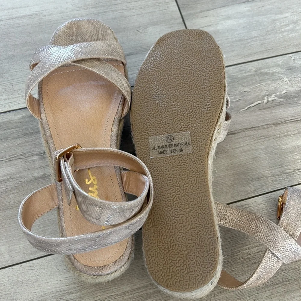 Lulus Cobi Beige Snake Espadrille Platform Sandals size 8.5 new